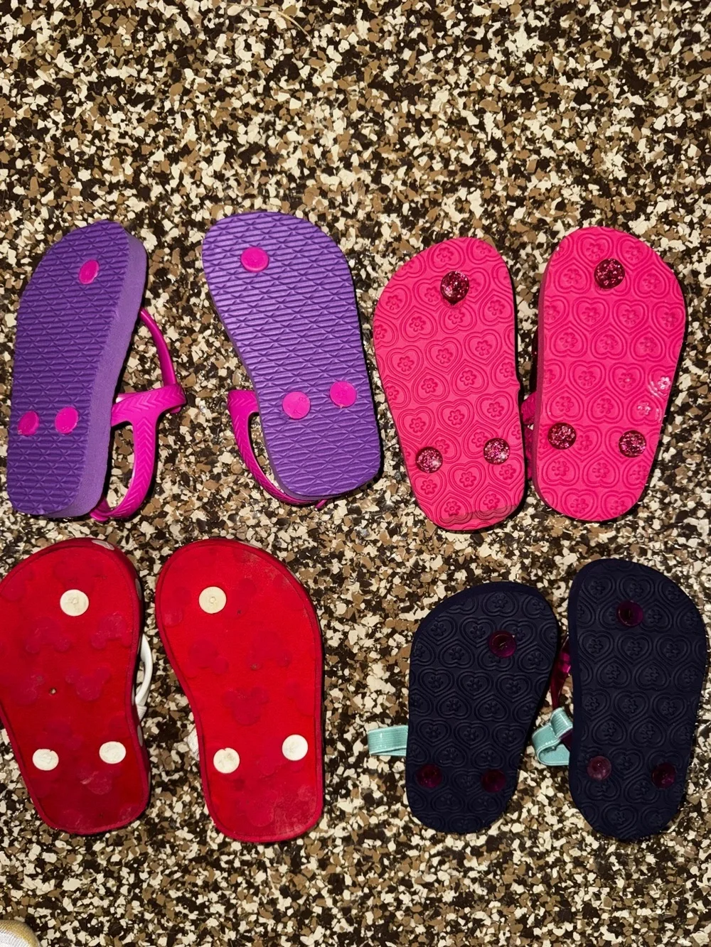 Toddler Girls Flip Flop Sandal Lot Size 6/7 & 7/8 Minnie Unicorn Hearts Zebra
